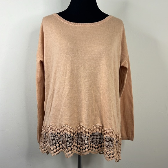 JOIE Jaspen Tan Lace Lightweight Sweater XS